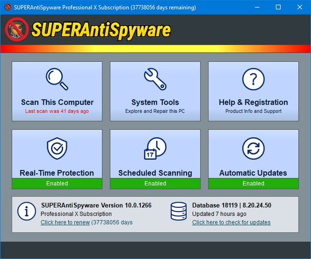 SUPERAntiSpyware Professional X