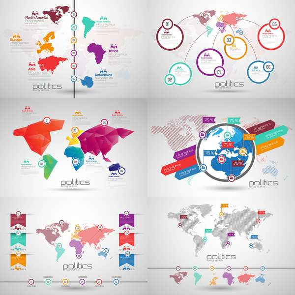 Politics, transportation and communication infographic set (Cwer.ws)