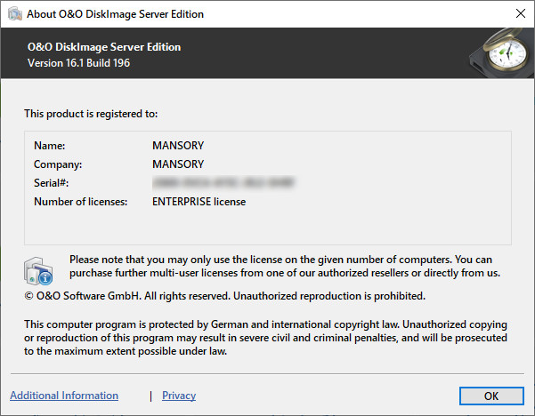 O&O DiskImage Server 16.1 Build 196