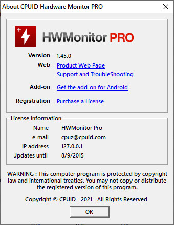 CPUID HWMonitor Pro 1.45 + Portable