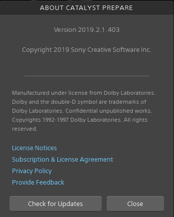 Sony Catalyst Production Suite 2019.2.1