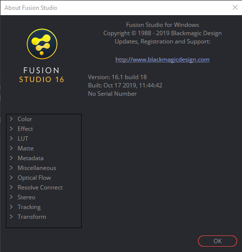 Blackmagic Design Fusion Studio 16.1 Build 18